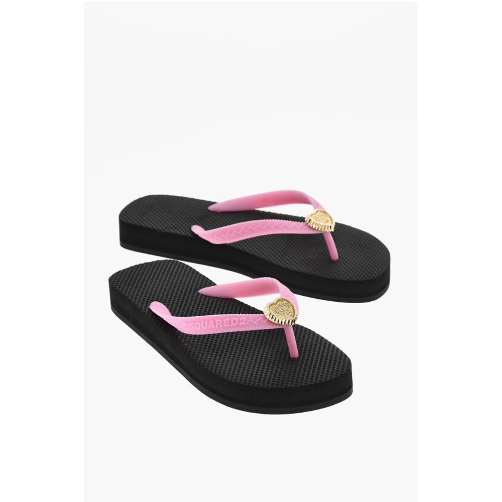 Rubber Flip-Flops With Heart Details