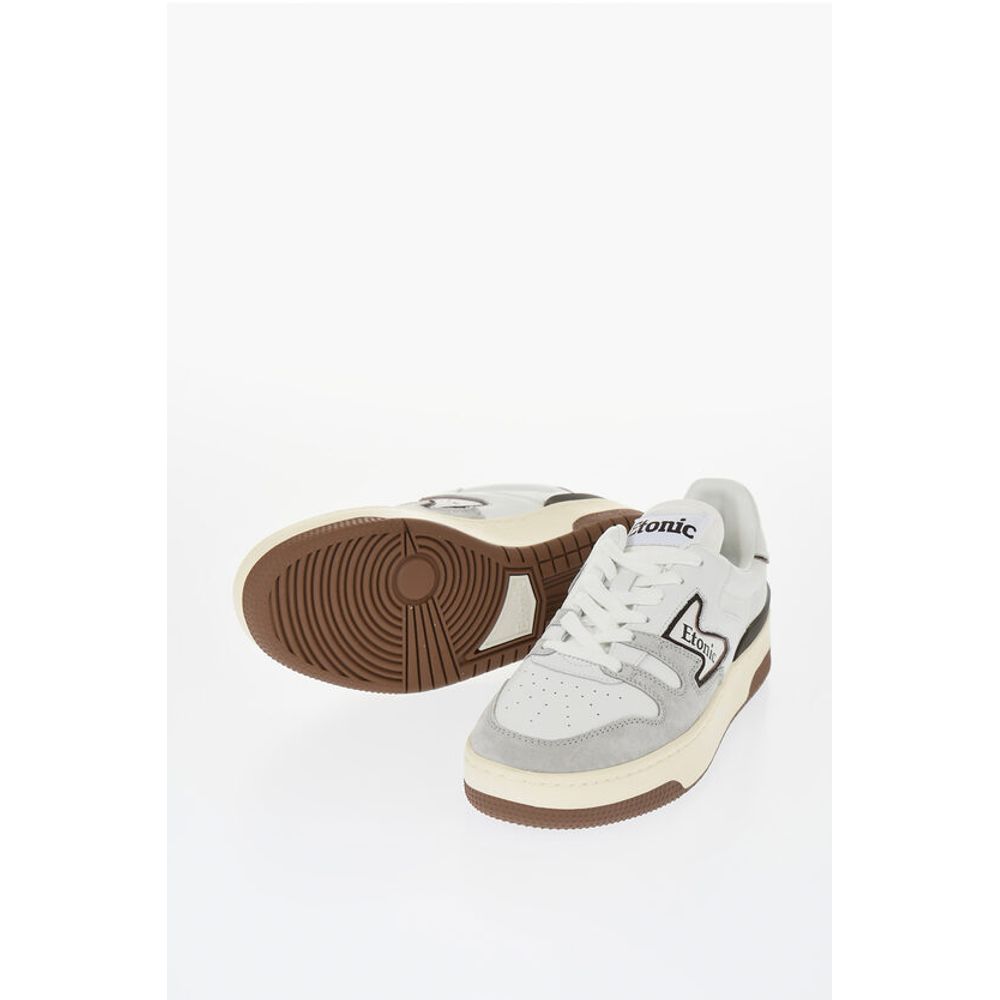 Leather and Suede Low-Top Sneakers with Contrast Details