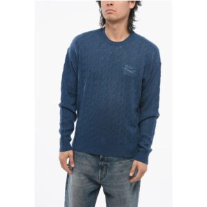 Crew Neck Cable Knit Cashmere Sweater
