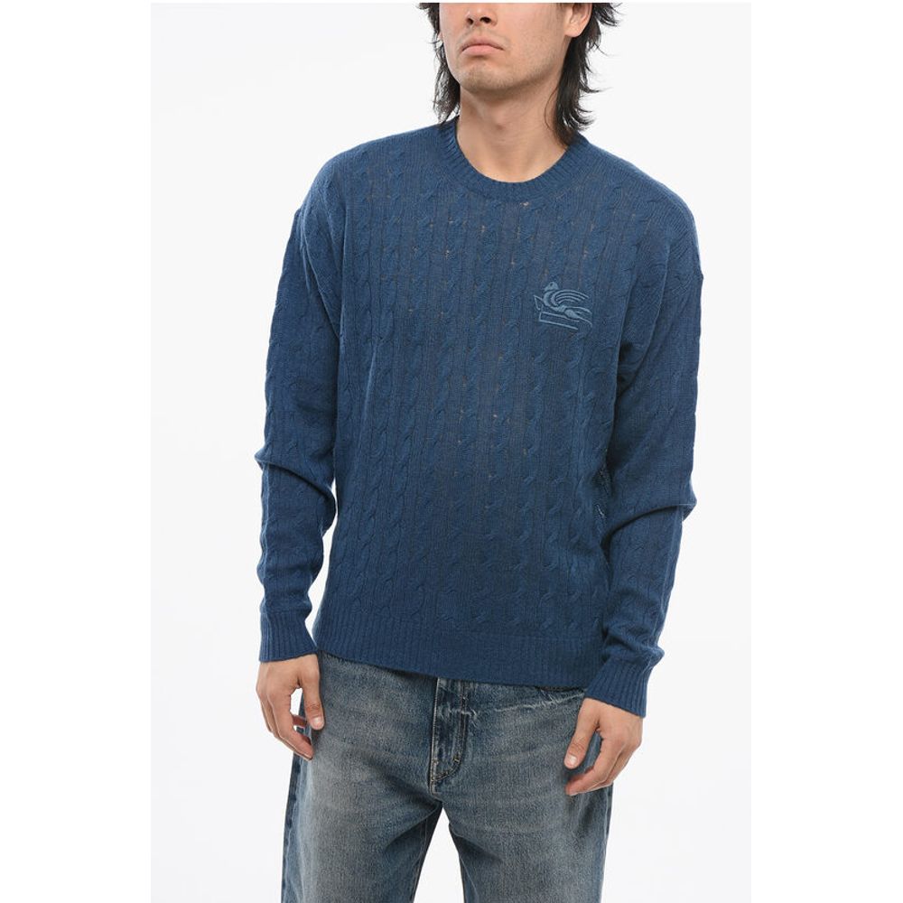 Crew Neck Cable Knit Cashmere Sweater