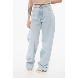 Light Washed Mom Fit Denims with Embroideries 25cm