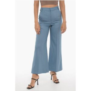 Wide Leg Wool Pants with Ankle Slit