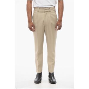Single-pleated Virgin Wool Pants with Belt Loops