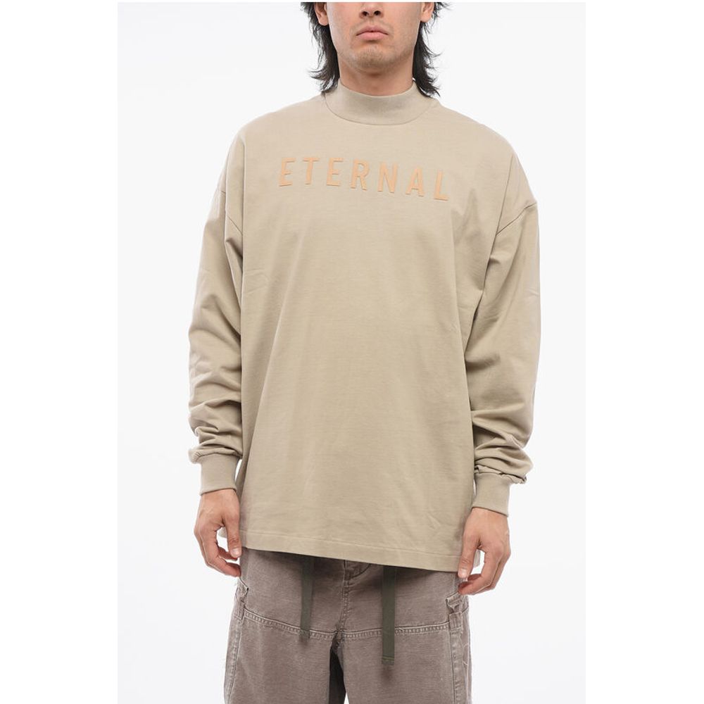 Crew Neck ETERNAL T-Shirt with Cuffs and Flocked Logo