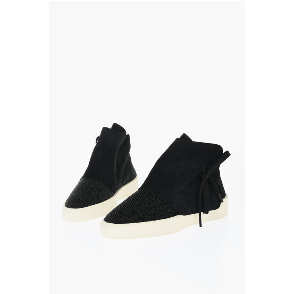 High-Top Leather Aneakers With Bead Details