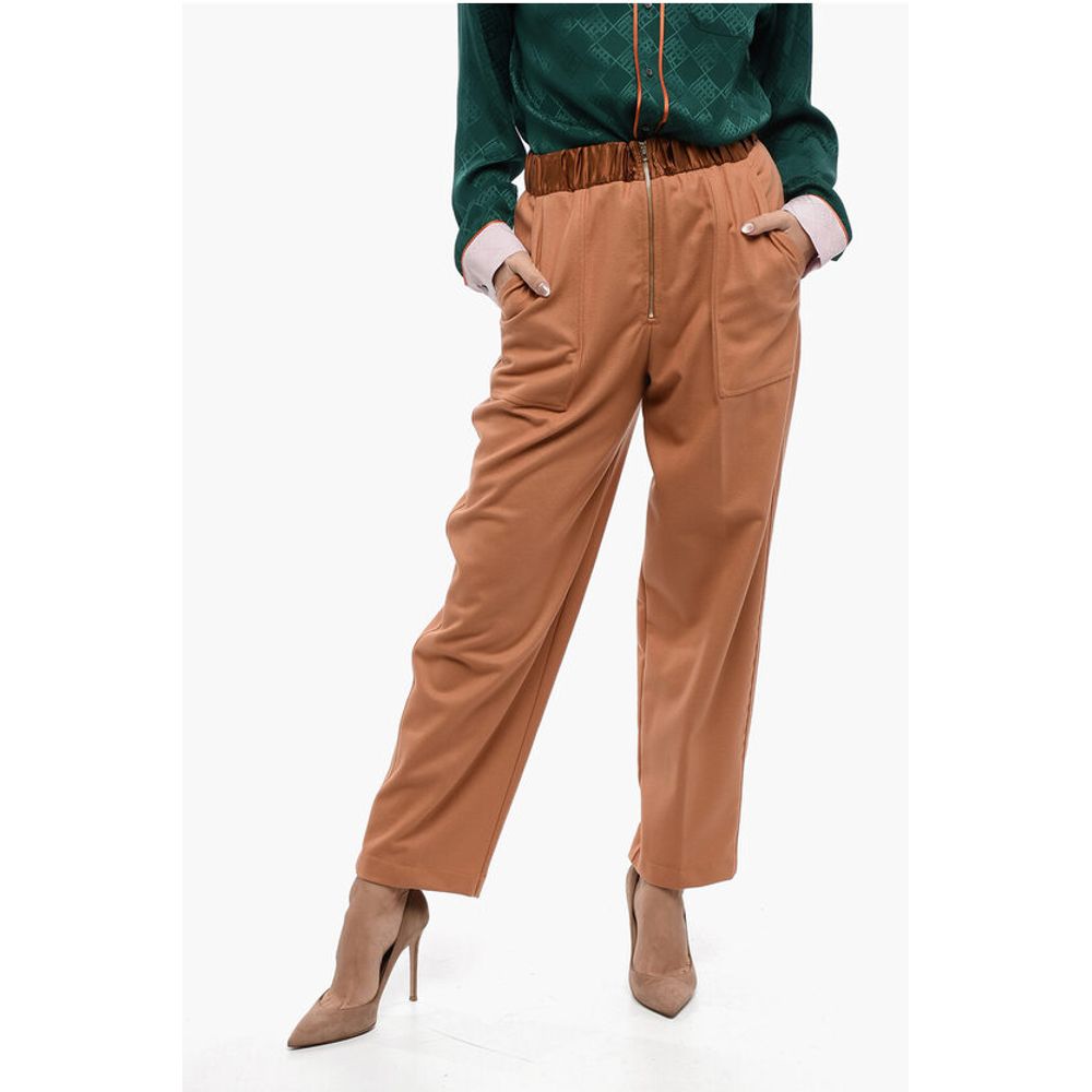 Wool Blend Pants with Elastic Waistband