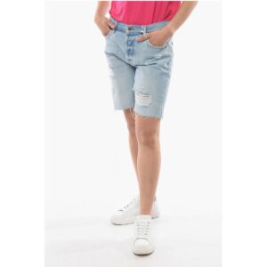Slouch Fit Denim Distressed Shorts