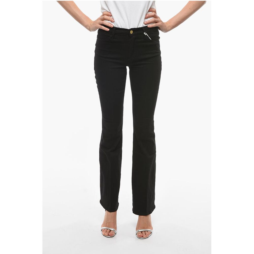 High Waist Stretch Cotton Flared Jeans 26cm