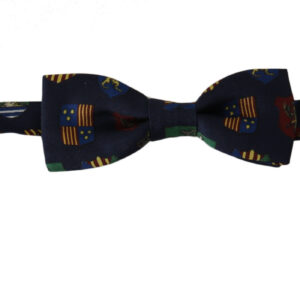 Exquisite Silk Bow Tie in Blue Flags Print