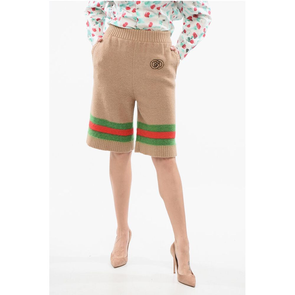 Iconic Banded Knitted Shorts with Embroidered Logo