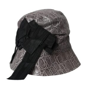 Black Gray Patterned Leather Bucket Hat
