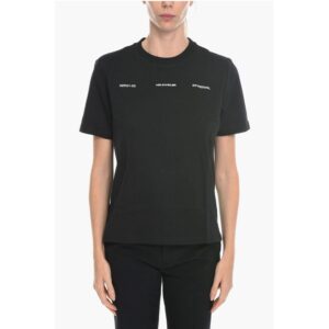 Solid Color W.KJERAG NATIONAL Crew-neck T-Shirt with Back Pr