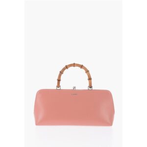 Leather Handbag With Bamboo Handle