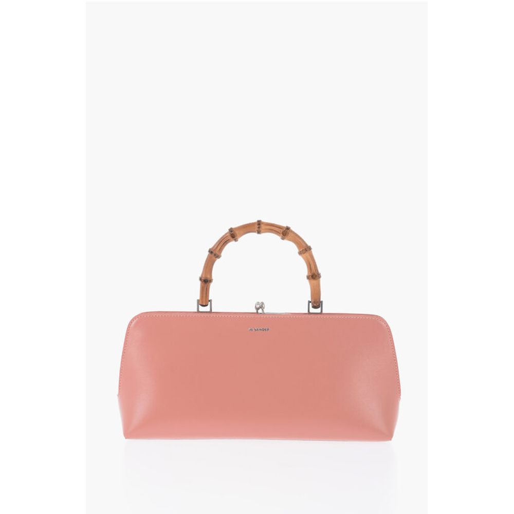 Leather Handbag With Bamboo Handle