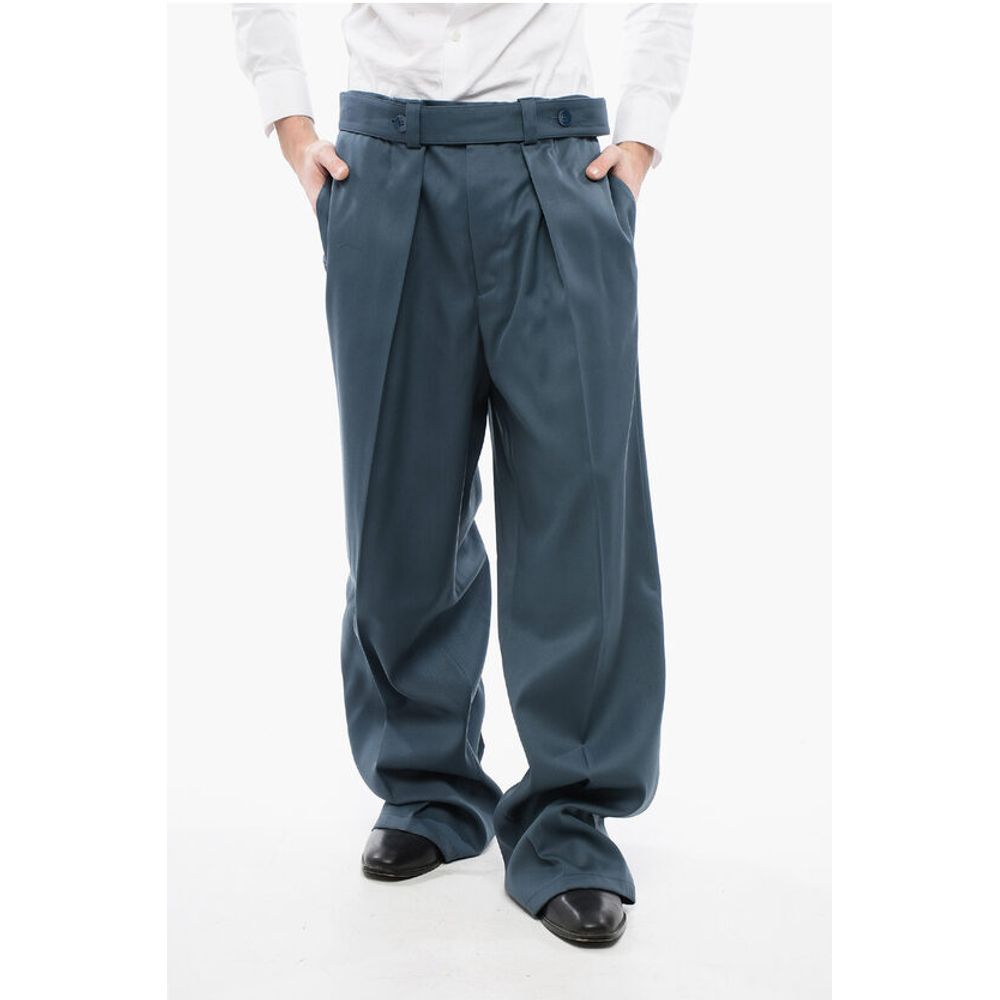 Straight Leg Virgin Wool Pants with Belt