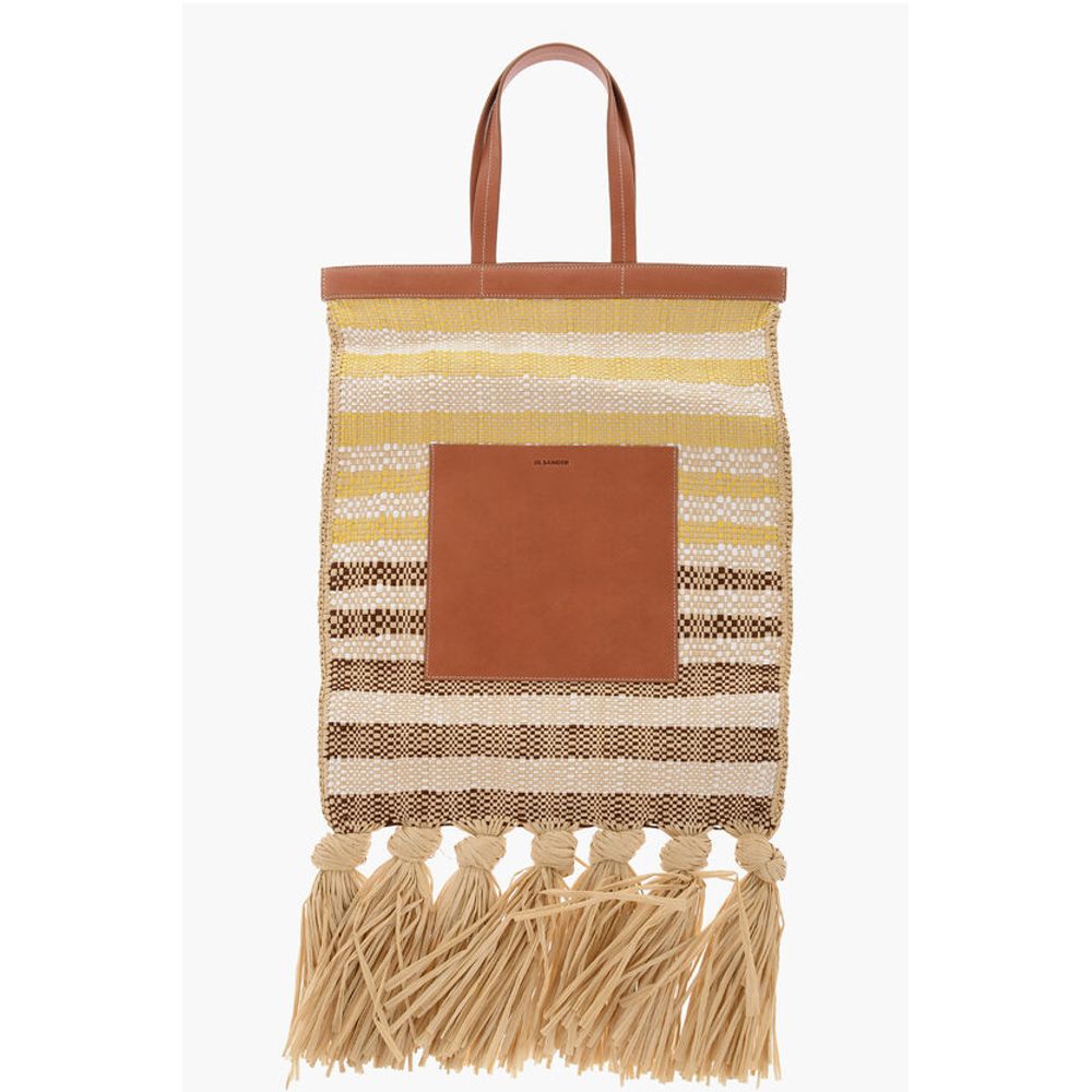 Raffia SUNFLOWER Tote Bag With Leather Details