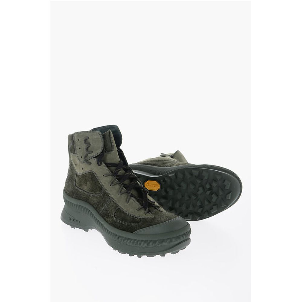 Suede Leather High-Top Sneakers With Vibram Soles
