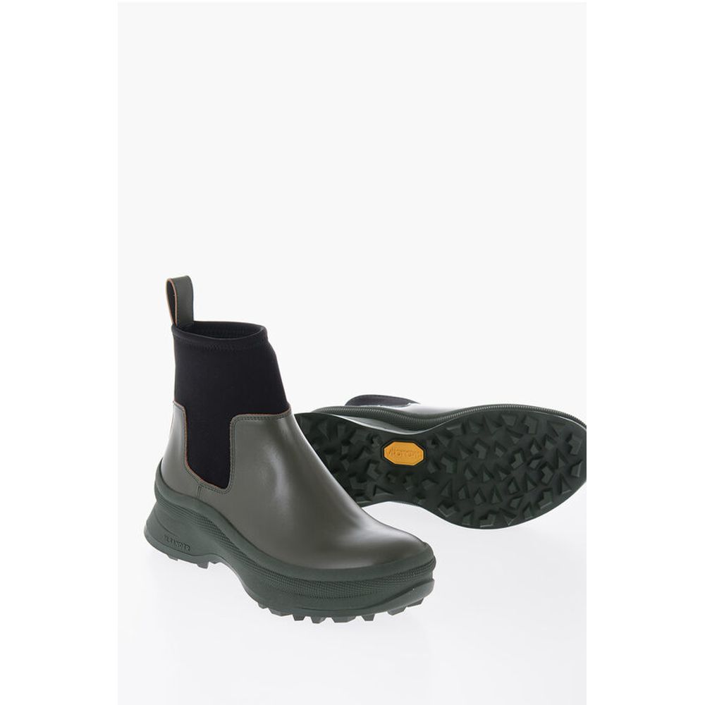 Leather Low Boots With Neoprene Insert