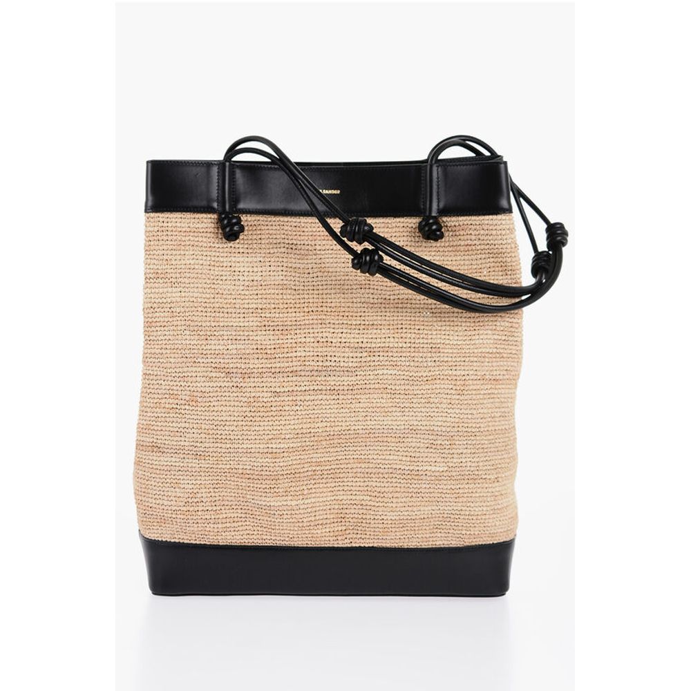 Leather Edged BASE Rafia Shopping Bag