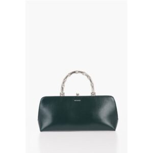 Leather Handbag with Clap Closure