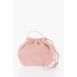 Leather Bucket Bag with Drawstring