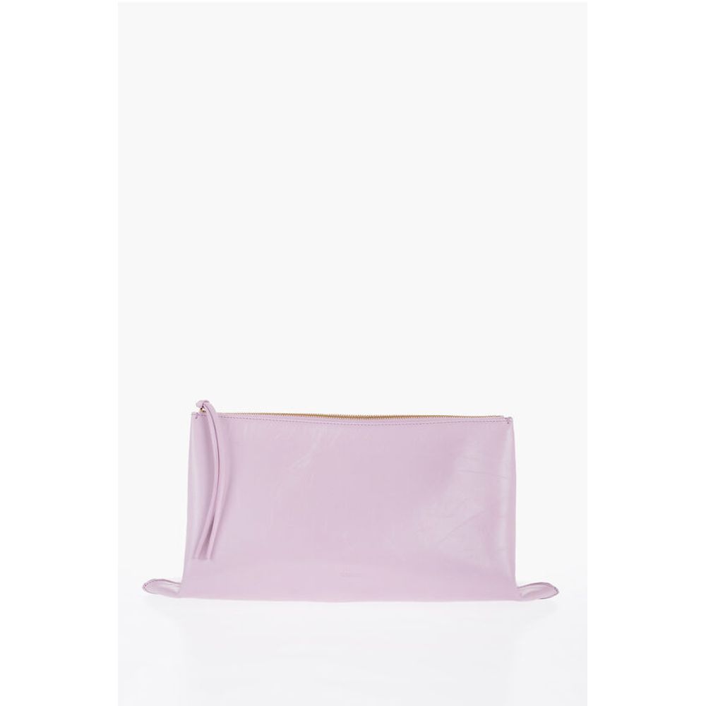 Craquelé Leather Clutch with Zip Closure