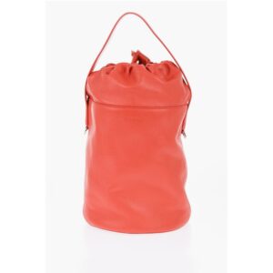 Leather Handbag with Drawstring Closure