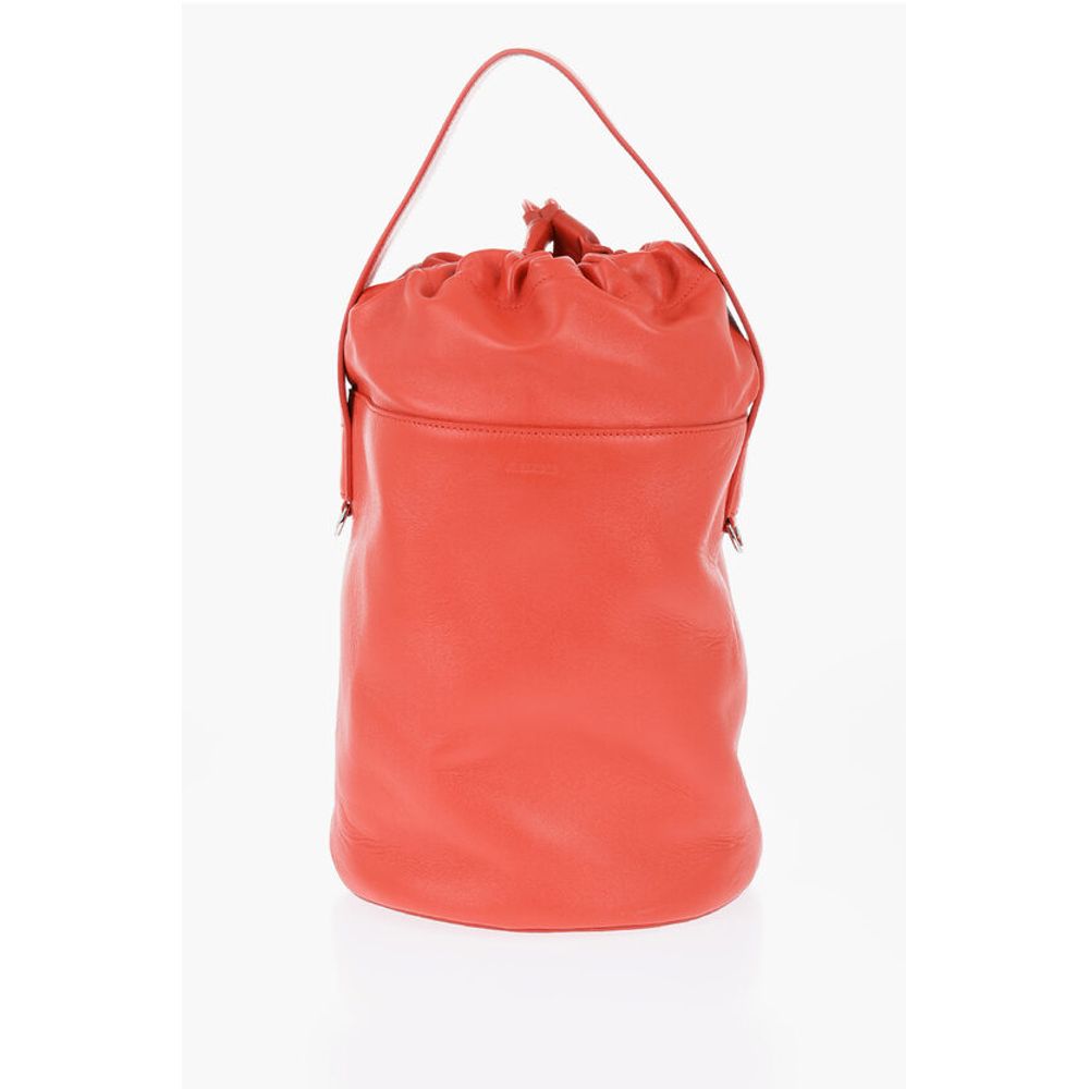 Leather Handbag with Drawstring Closure