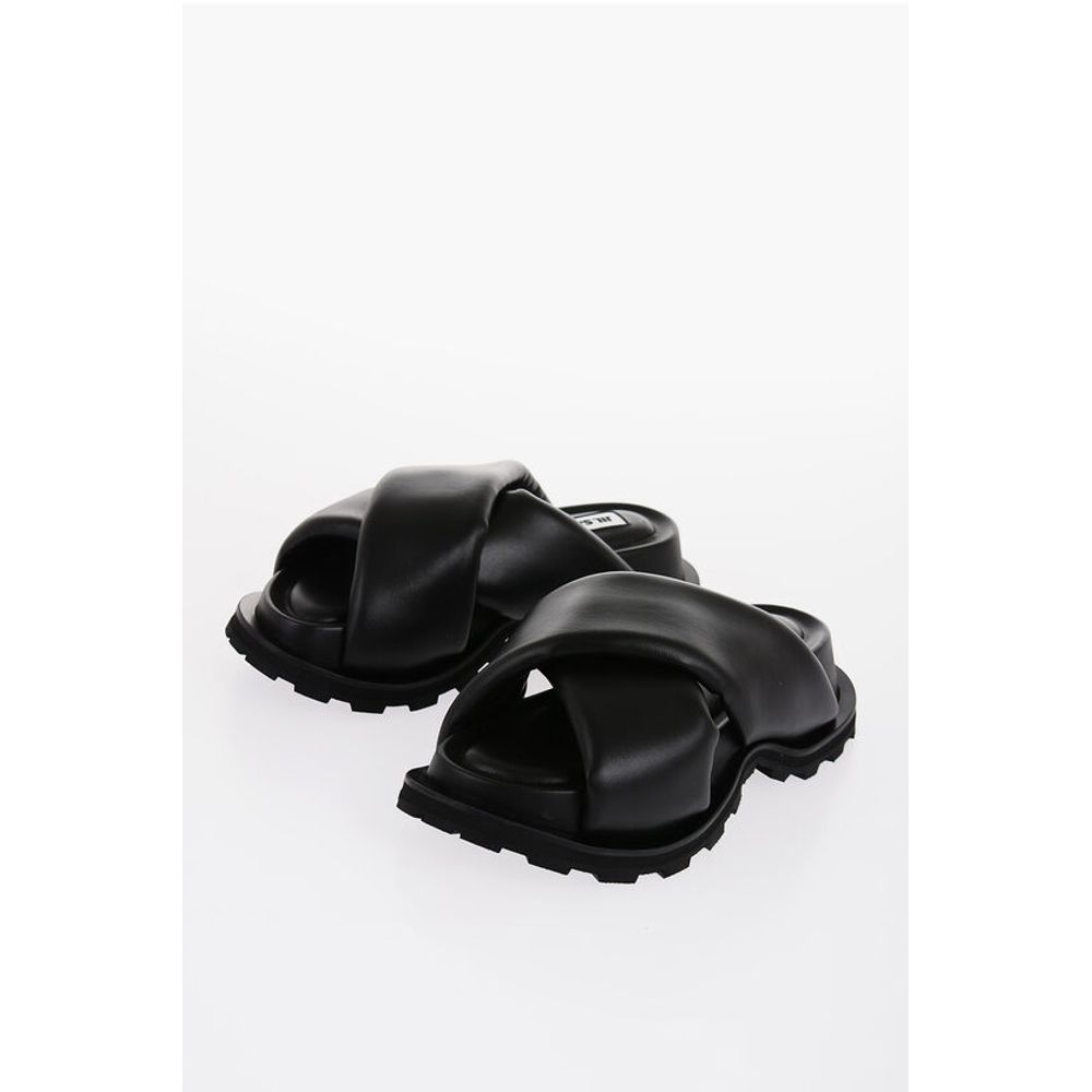Criss Cross Designed Leather Sandals with Carrion Sole