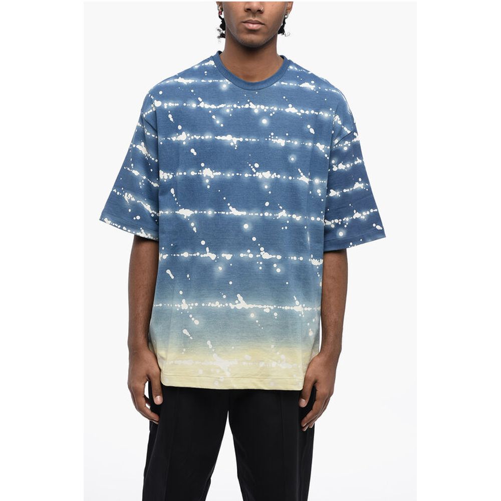 Crew Neck BLUE SKY Printed Cotton T-Shirt