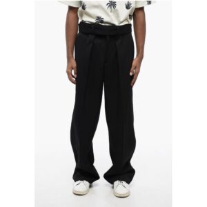 Single-pleated Wool Pants with Belt