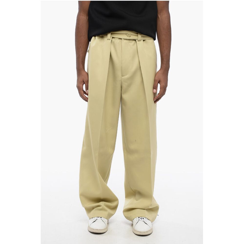Double-pleated Wool Pants with Belt