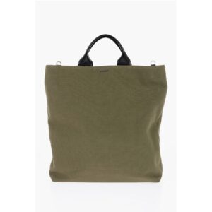 Canvas Shopper Bag with Leather Handles