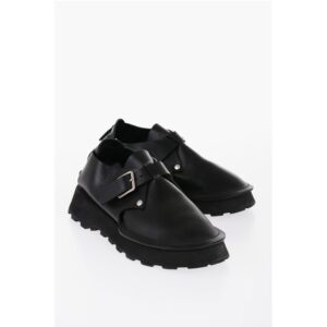 Leather Desert Booties with Front Buckle