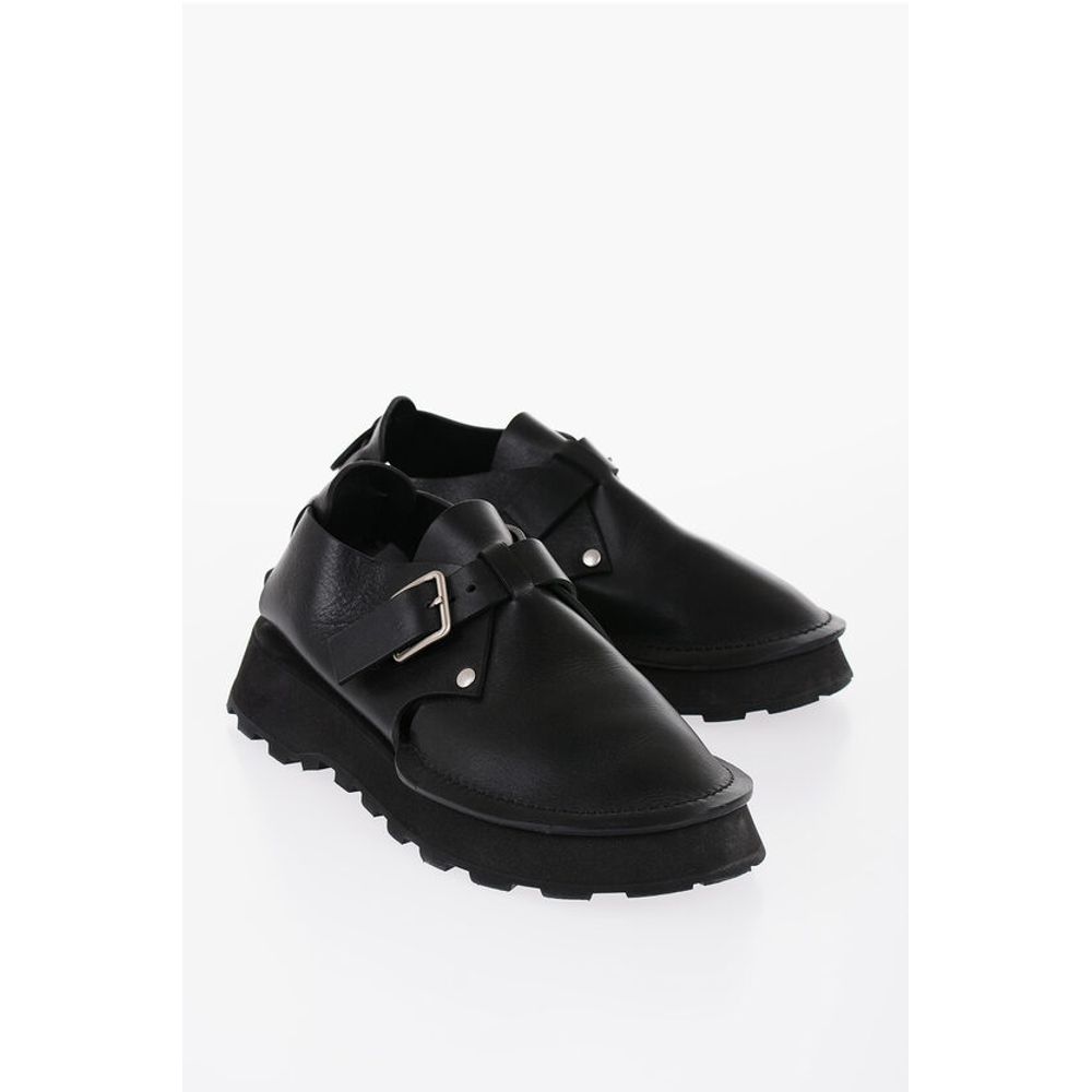 Leather Desert Booties with Front Buckle