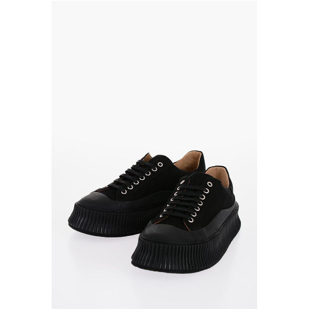 Lace-up Canvas Sneakers with Chunky Sole