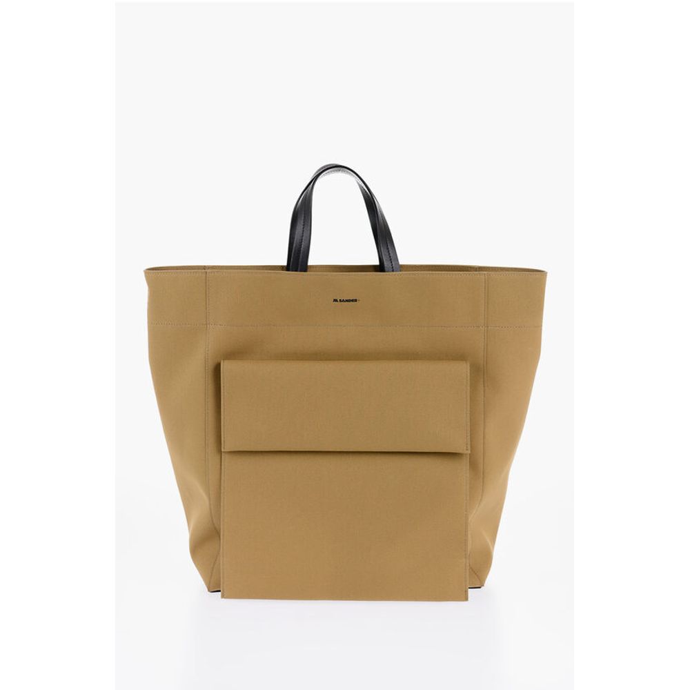 Canvas Shopper Bag with External Pocket