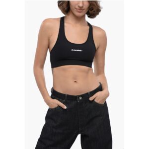 Tech Fabric Crop Top with Printed Logo
