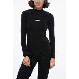 Long-sleeved Tech Fabric Top with Printed Logo