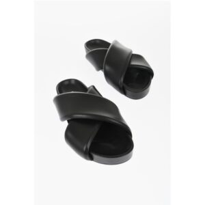 Padded Leather FUSBET Sliders with Criss Cross Design