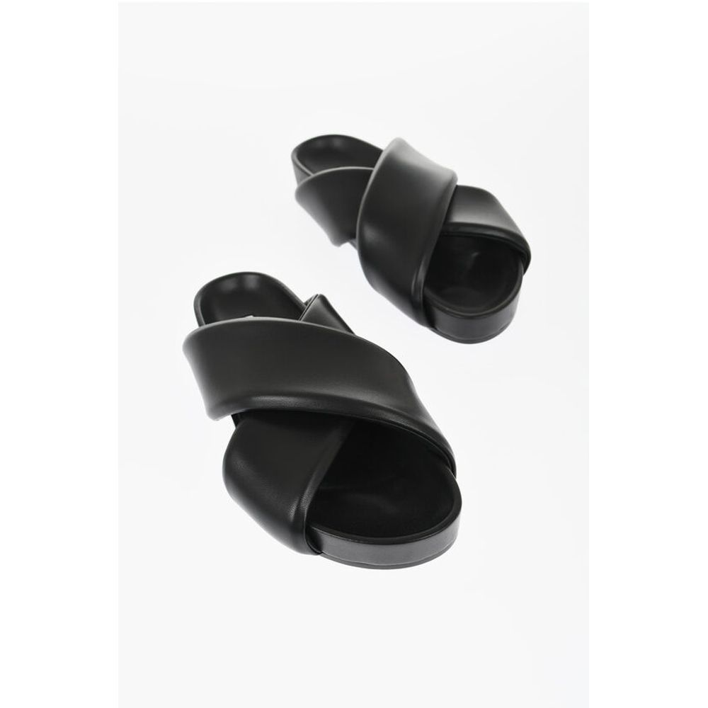 Padded Leather FUSBET Sliders with Criss Cross Design
