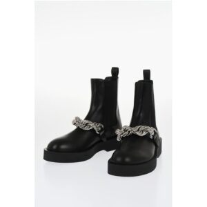 Leather Chelsea Booties with Chain Detail