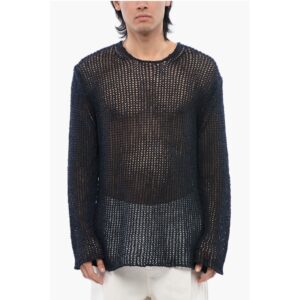 Crew Neck Openwork Cotton Sweater