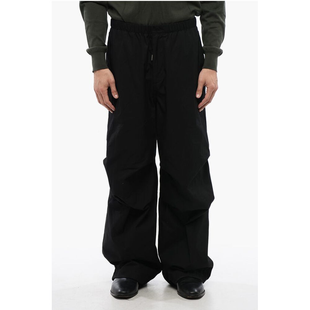 Baggy Fit Cotton Pants with Drawstringed Ankles