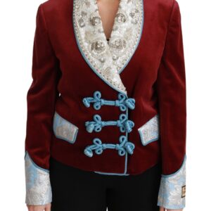 Opulent Red Baroque Detail Blazer