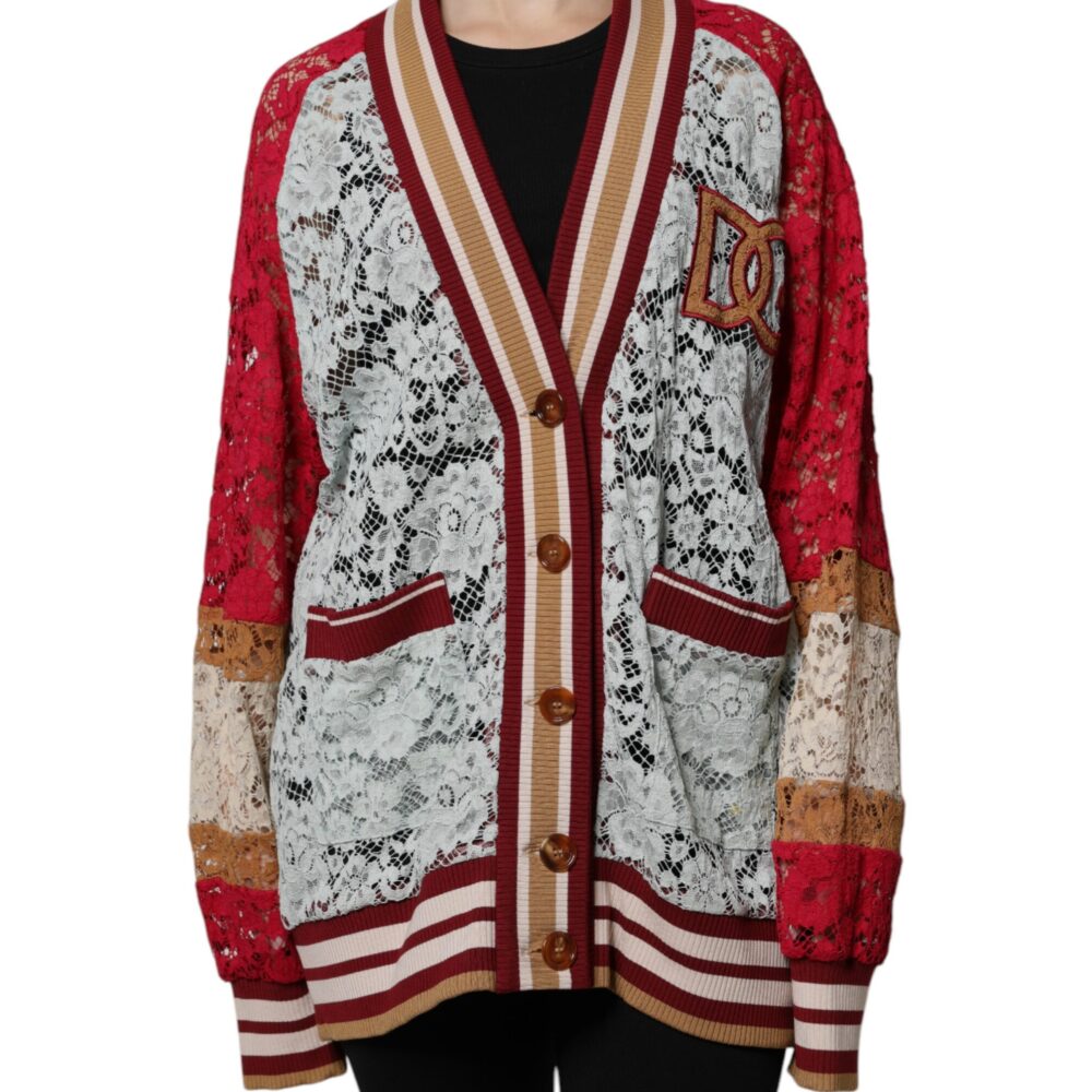 Multicolor Floral Lace Cardigan Sweater