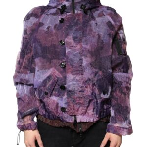 Purple Camouflage Hooded Men Blouson Jacket