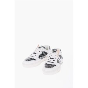 Printed Faux Leather Low Top Sneakers