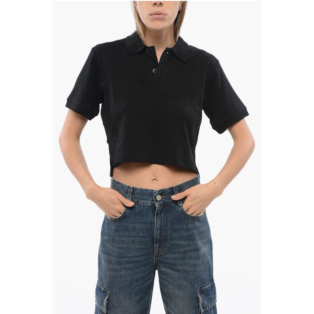 Cropped AICARDI Polo with Ton-sur-ton Embroidery