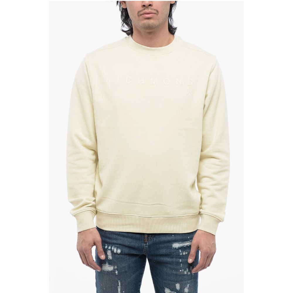 Brushed Cotton Crewneck Sweatshirt With Tone-Sur-Tone Logo